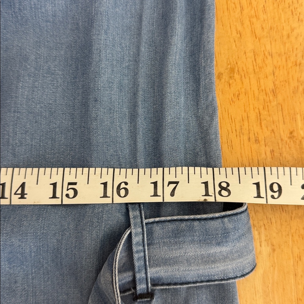 Velvet Heart Chambray Tencel Half Button Down Cropped Jumpsuit with Belt Size M - Picture 7 of 11